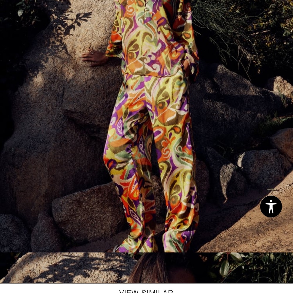 Women Zara STRAIGHT CUT PRINTED PANTS